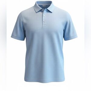 Mens Light BLUE Polyester Waffle Pattern Pullover Stretch Golf Short Sleeves XL